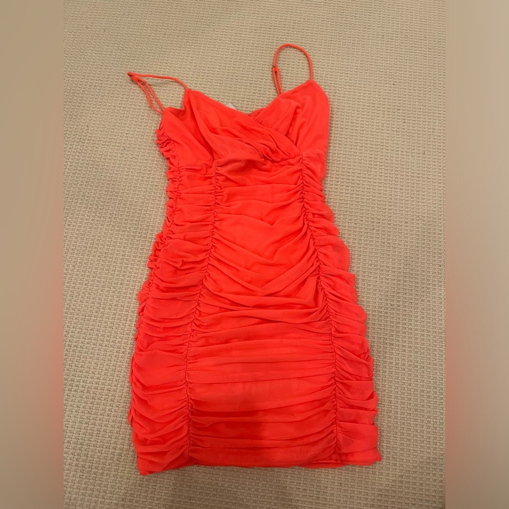 Lucy in the Sky Vibrant Red Ruched Mini Dress